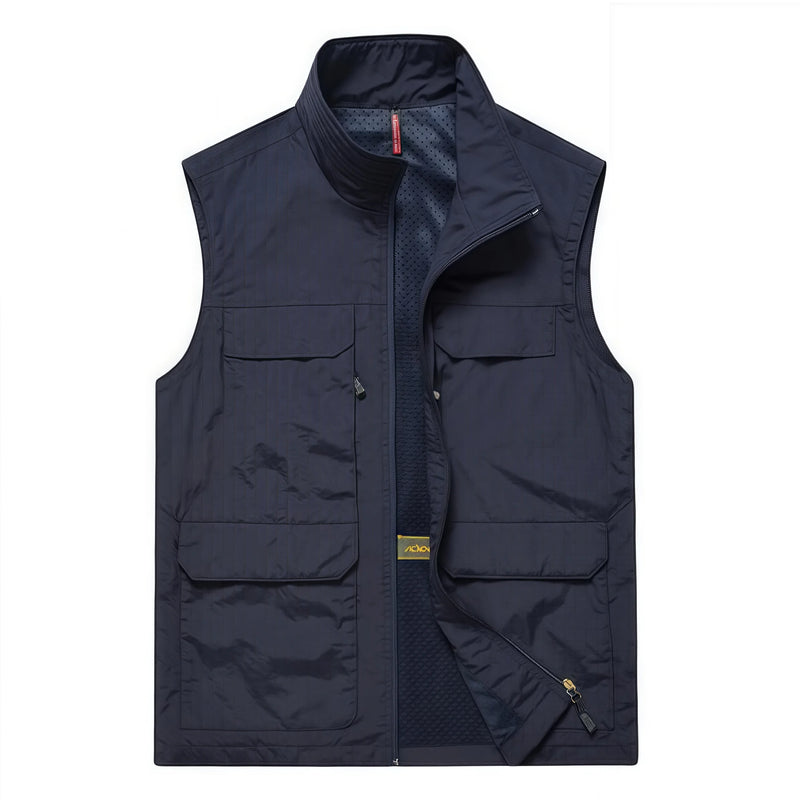 Men's Casual Multi-Pocket Jacket Summer Breathable Net Fishing and Photography Outerwear Business Advertising Vest