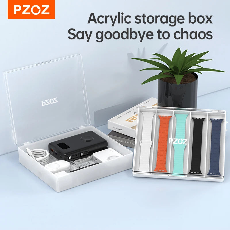 PZOZ Desktop Digital Storage Box Power Bank Data Cable Wireless Earphones Watch Memory Strap Case Box Storage Tiny Parts Bags