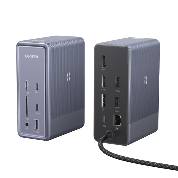 UGREEN 13-in-1 USB C HUB Docking Station DisplayPort 4K120Hz 2xHDMI 2.5G RJ45 USB3.2 10Gbps Data PD140W Charging for Laptop PC