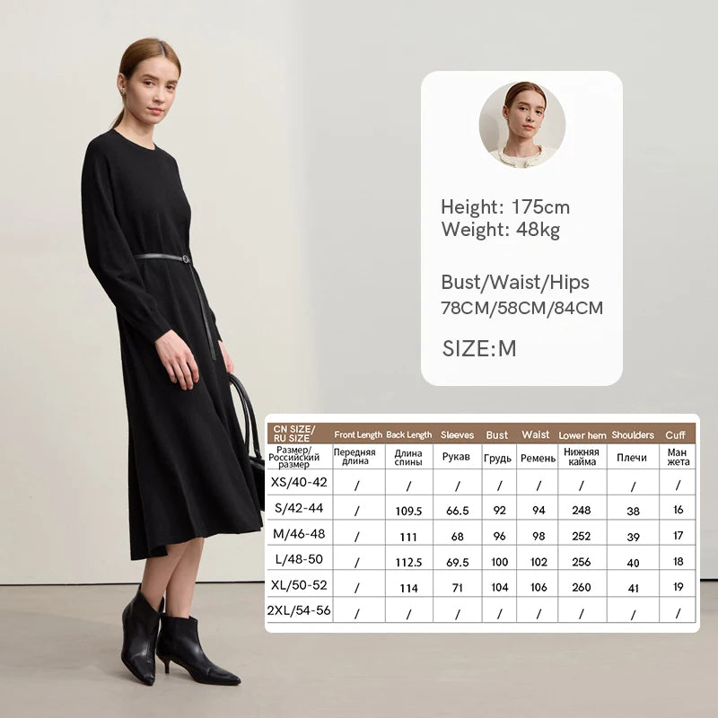 Amii Minimalist Midi Dresses 2026 Winter New Loose Elastic Long Sleeves Trumpet Skirt Casual Elegant Dresses For Woman 12544169