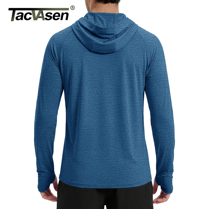 TACVASEN Mens Sun Hoodie Long Sleeve Fishing Shirt Lightweight UPF 50+ Dry Fit Rash Guard for Swimming Workout Athletic Tops