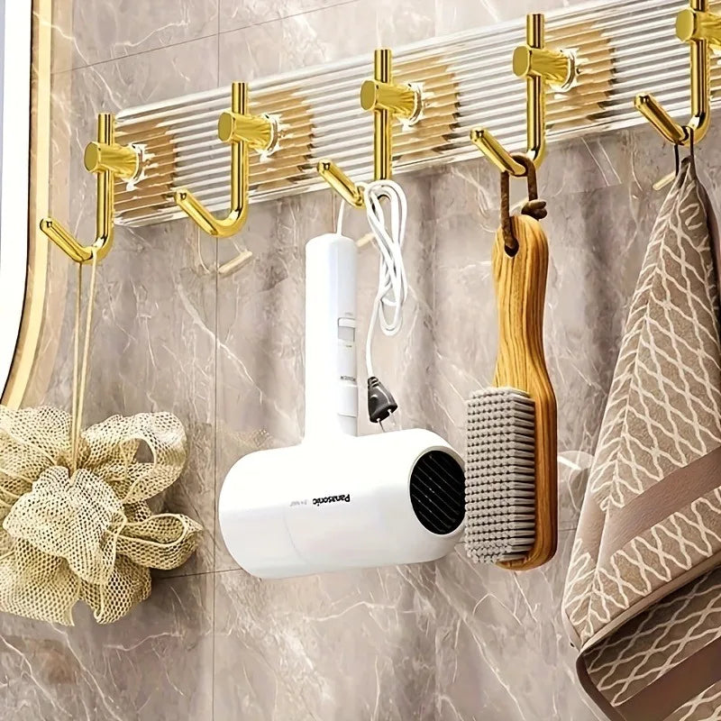3pcs Acrylic Wall Hooks,Light Luxury Towel Hooks,Easy to Install,Suitable for Bathrooms,Bedrooms,Kitchens,etc.Golden/Silvery