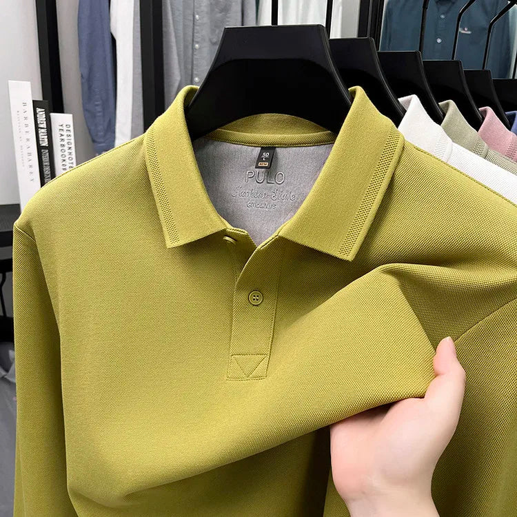 260g Long Staple Cotton Pique Fabric, Premium 100% Cotton Polo Shirt, Business Casual Slim Fit Top,Golf Shirt