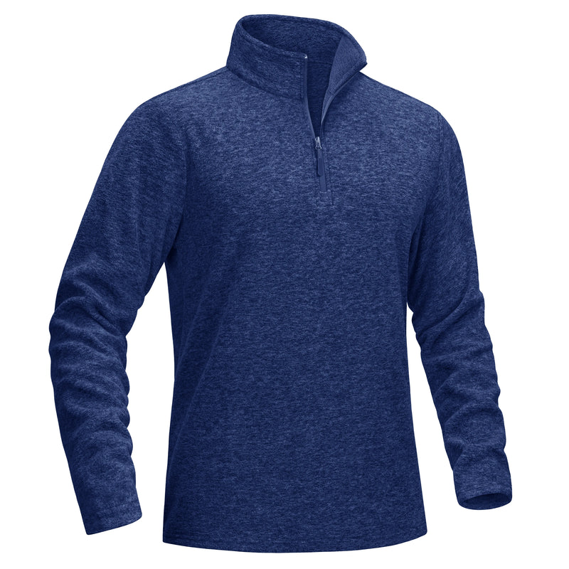 TACVASEN Men's Quarter Zip Up Fleece Pullover Warm Windproof Sweaters High Stand Collar Polyester Sweatshirts Fit Hike And Golf