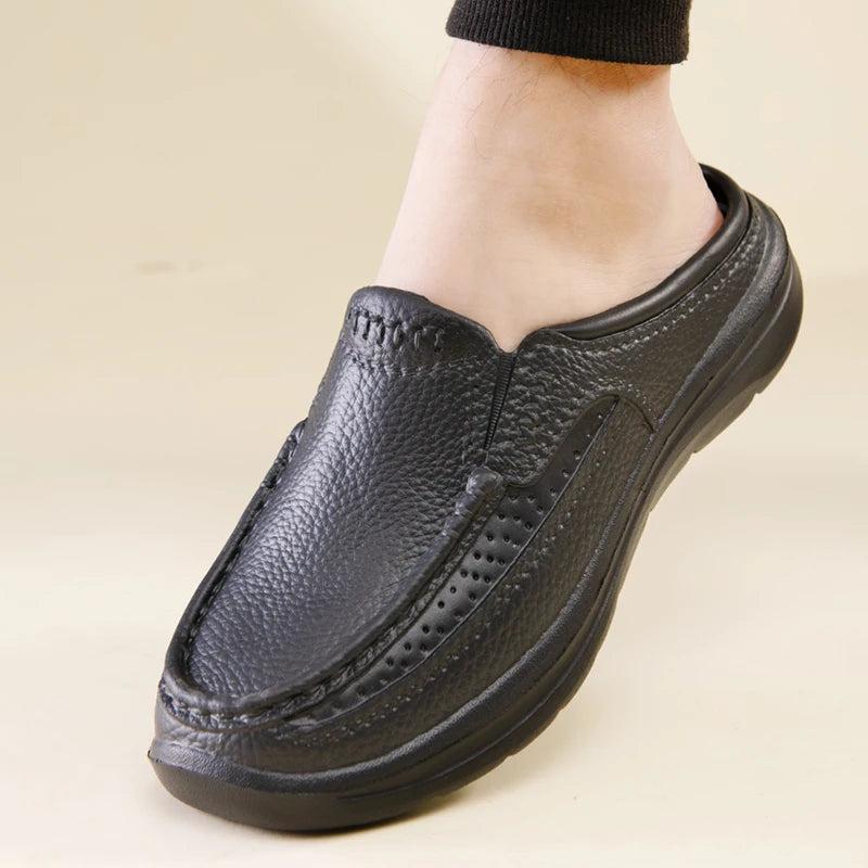 Men's shoes spring and summer new breathable waterproof non slip oil resistant soft soles fashion casual chef shoes driving shoe