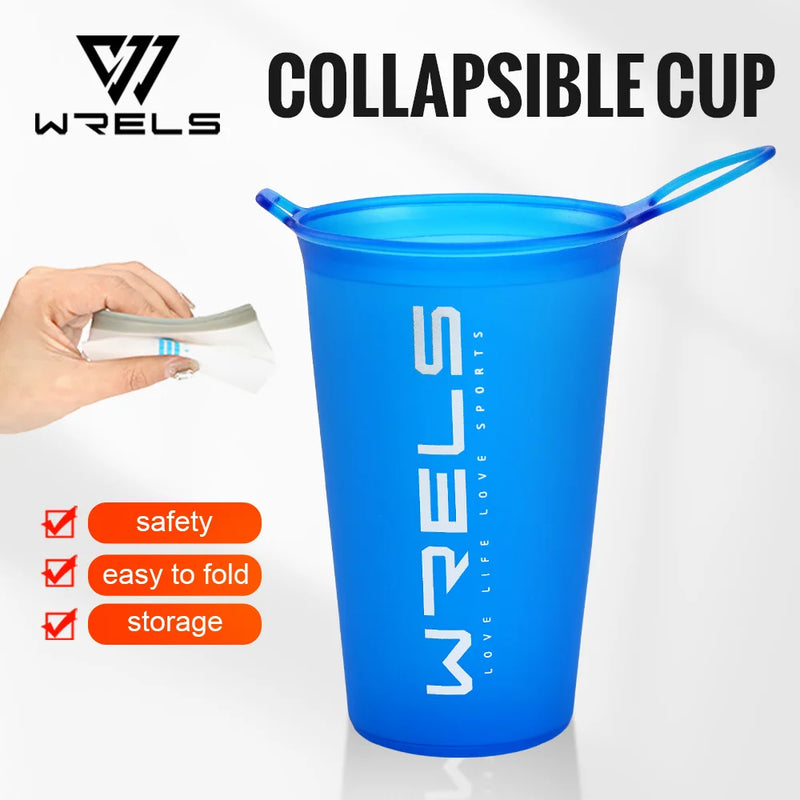 WRELS 200ml Collapsible Cup TPU Running Water Cup Foldable Reusable Protable for Running Climbing Marathon-BPA Free Water Cup
