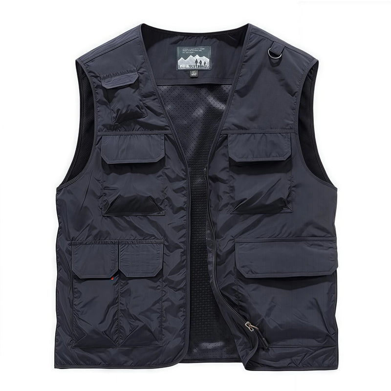 Men's waistcoat outdoor  quick-drying V-neck lightweight fishing vest Large Size Casual photography jacket  multi-pocket vest