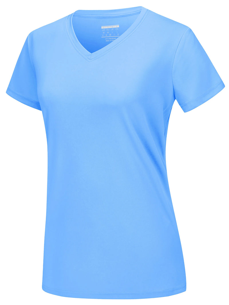 TACVASEN UPF 50+ Summer Sun Protection V-Neck T-shirts Womens Short Sleeve T-shirts Breathable Lightweight Quick Dry Shirts Tops