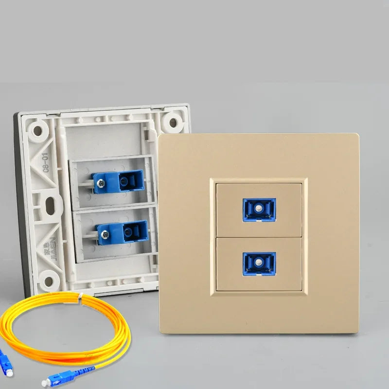 Depoguye Wall-mounted one port fiber optic information socket panel, SC fiber optic wall connector panel with fiber optic cable