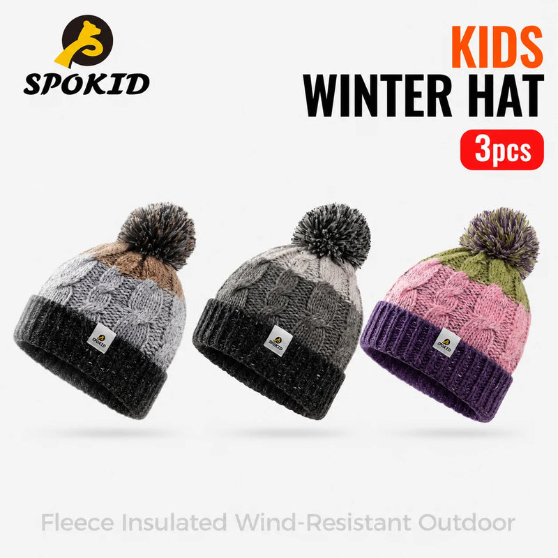 WRELS Merino Wool Knitted Hat Thick Warm Skull Cap Windproof Ear Protection Boys Girls Kids Winter Hiking Outdoor Skiing  Beanie