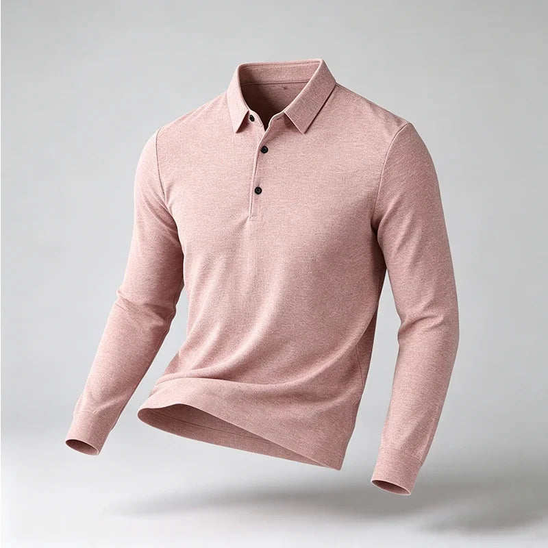Male Urban Fashion Long Sleeve Polo Shirt Lapel Collar Comfort Texture For City Commute And Daily Street Leisure Matching Look