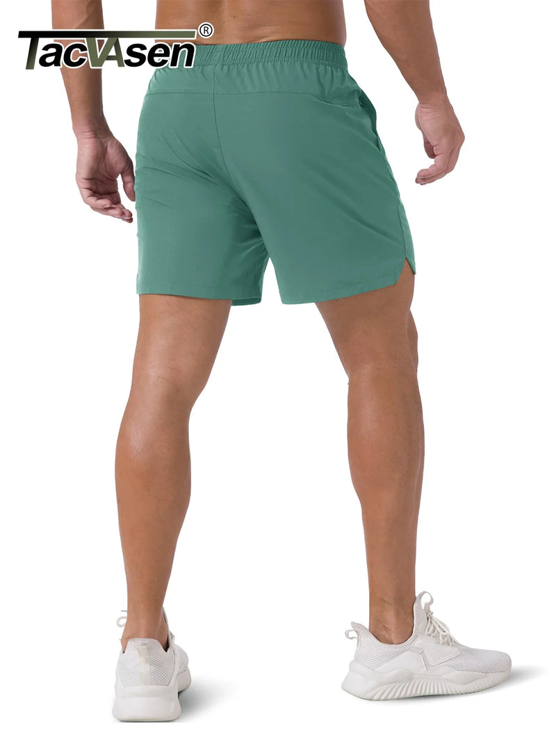 TACVASEN Waterproof Running Shorts with Zipper Pockets Mens Quick Dry Lightweight Workout Shorts Gym Athletic Sport Split Hem