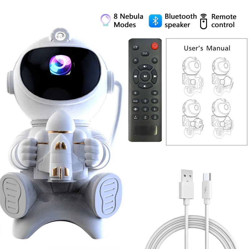 Astronaut Galaxy Projector Star and Moon Night Light Projector Bluetooth Remote Timer 360°Adjustable Angle for Bedroom Kids Gift