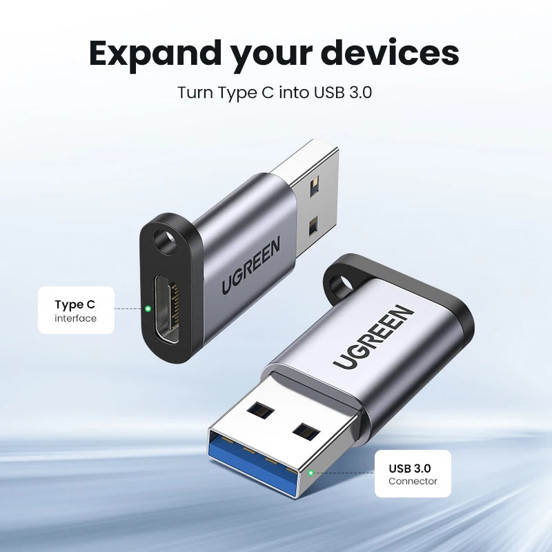 UGREEN USB C Adapter USB 3.0 2.0 Male to USB 3.1 Type C Female Type-C Adapter for Laptop Samsung Xiaomi 10 Earphone USB Adapter