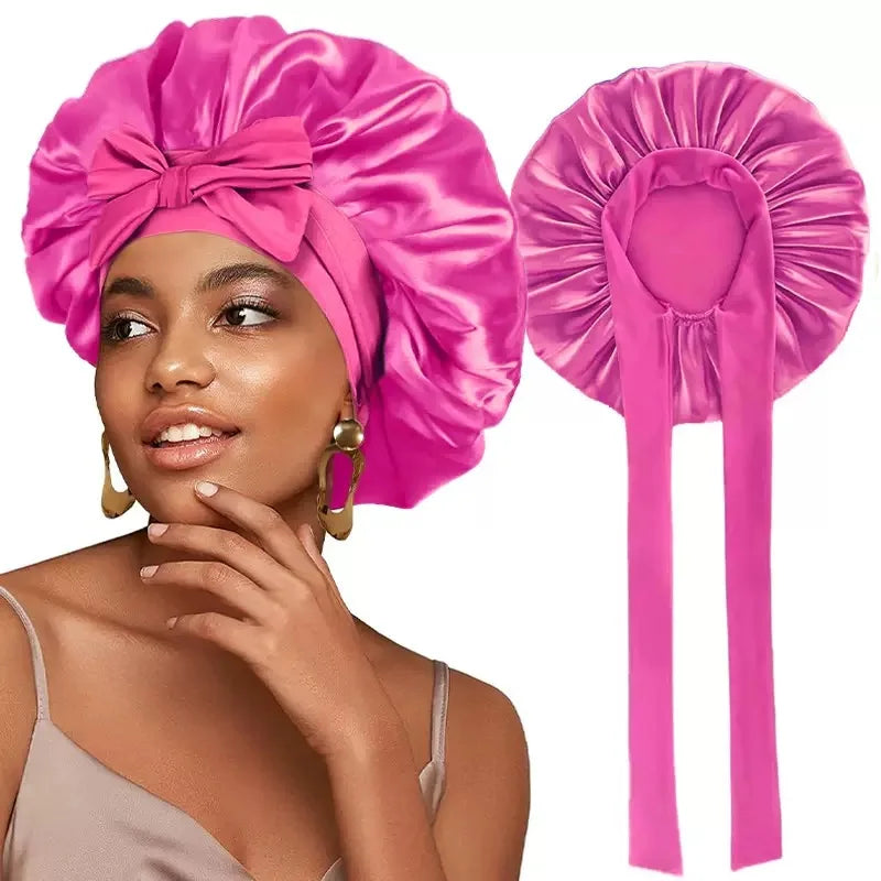 Satin Bonnet Silk Bonnet Adjustable Bonne For Sleeping Hair Bonnet With Tie Band Bonnets For Women Men