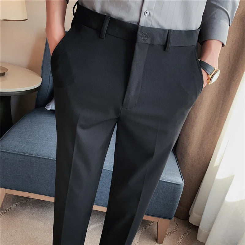 2026 Men's Winter Woolen Office Suit Pants, Slim British Style Wool Business Formal Dress Trousers, Asian Size 29-36, 2025 New
