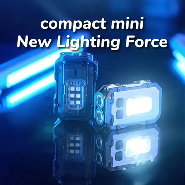 ភ្លើងសោរខ្នាតតូចចល័ត LED ពិលភ្លឺខ្លាំង ប្រភពពន្លឺពីរ សម្រាប់បោះតង់ក្រៅផ្ទះ នេសាទ ចង្កៀងពិលឧបករណ៍ពហុមុខងារ