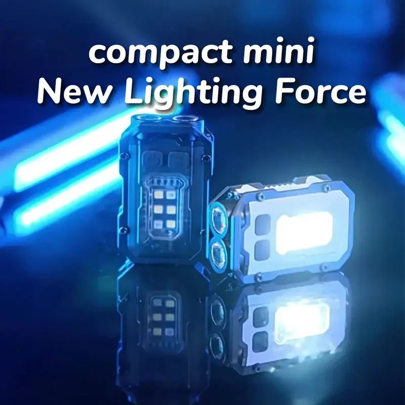 ភ្លើងសោរខ្នាតតូចចល័ត LED ពិលភ្លឺខ្លាំង ប្រភពពន្លឺពីរ សម្រាប់បោះតង់ក្រៅផ្ទះ នេសាទ ចង្កៀងពិលឧបករណ៍ពហុមុខងារ