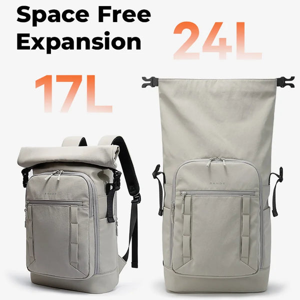 BANGE New Men Casual Waterproof Backpack Fits 15.6 inch Laptop Expandable Urban Travelling School Backpack Daily Splashproof Bag