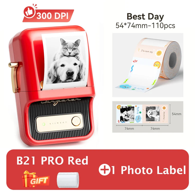 Niimbot B21 Pro 300DPI HD Printing Portable Thermal Printer Self-adhesive Label Printer Sticker Maker For Photos Receipts Note