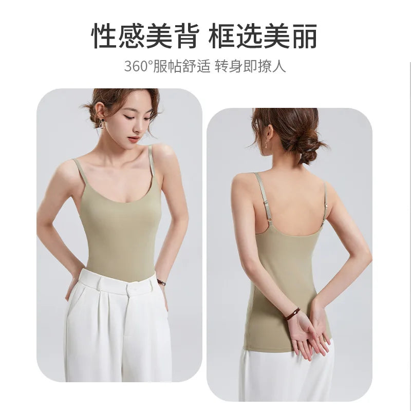 Women's Spring Summer Chest Pads Slim Suspenders Vest Beautiful Back Underwear Female Base Wear One Piece Sleepwear Pajamas