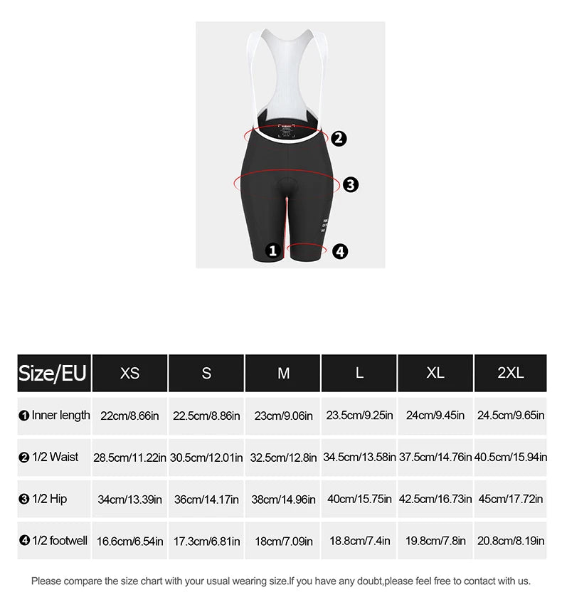 INBIKE Summer Women Cycling Shorts Professional Bicycle Bib Shorts Clothing Bike Biking Pants Breathable MTB Riding Pants Tights