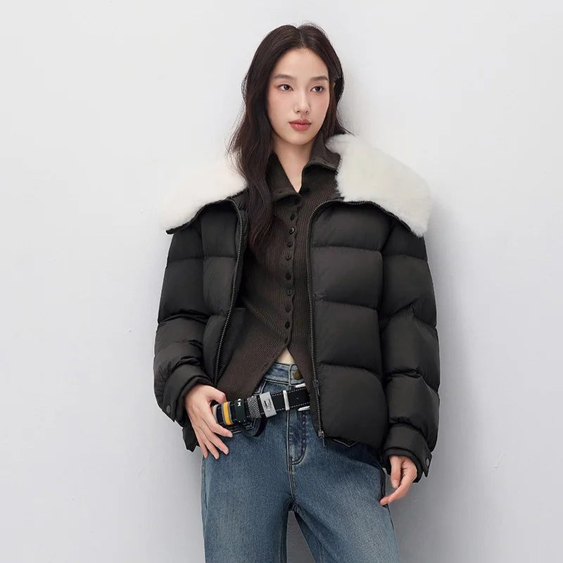 Semir Women Down Jacket Plush Collar 90 Percent Down Fill Water Repellent Minimal Design Minimal Style Puffer 2026 New