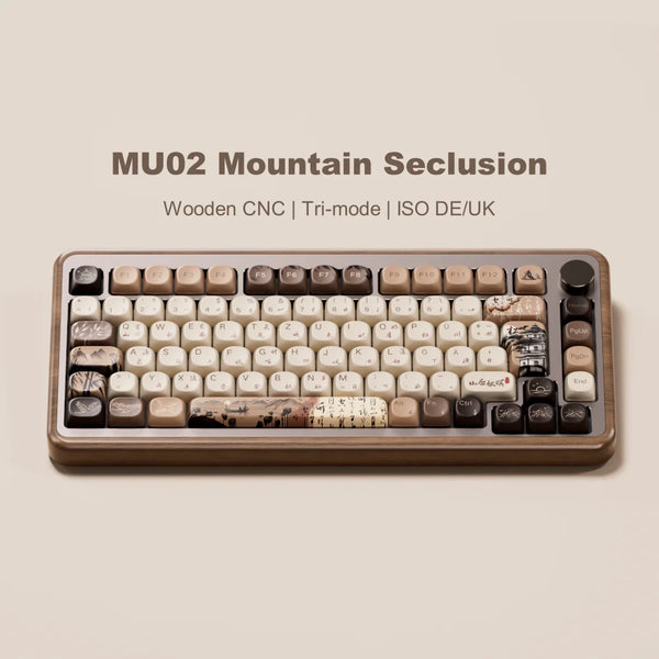 Akko MU02 75% Mountain Seclusion Wooden Mechanical Gaming Keyboard VIA ISO DE/UK RGB Hot Swap BT5.0/2.4G Wireless &Type-C Wired