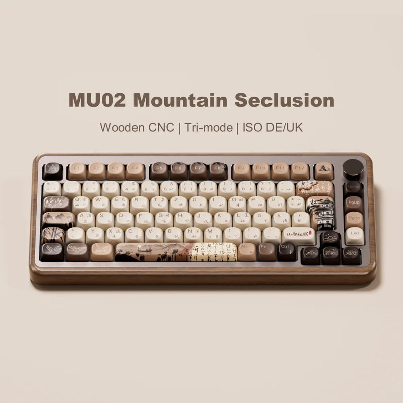 Akko MU02 75% Mountain Seclusion Wooden Mechanical Gaming Keyboard VIA ISO DE/UK RGB Hot Swap BT5.0/2.4G Wireless &Type-C Wired