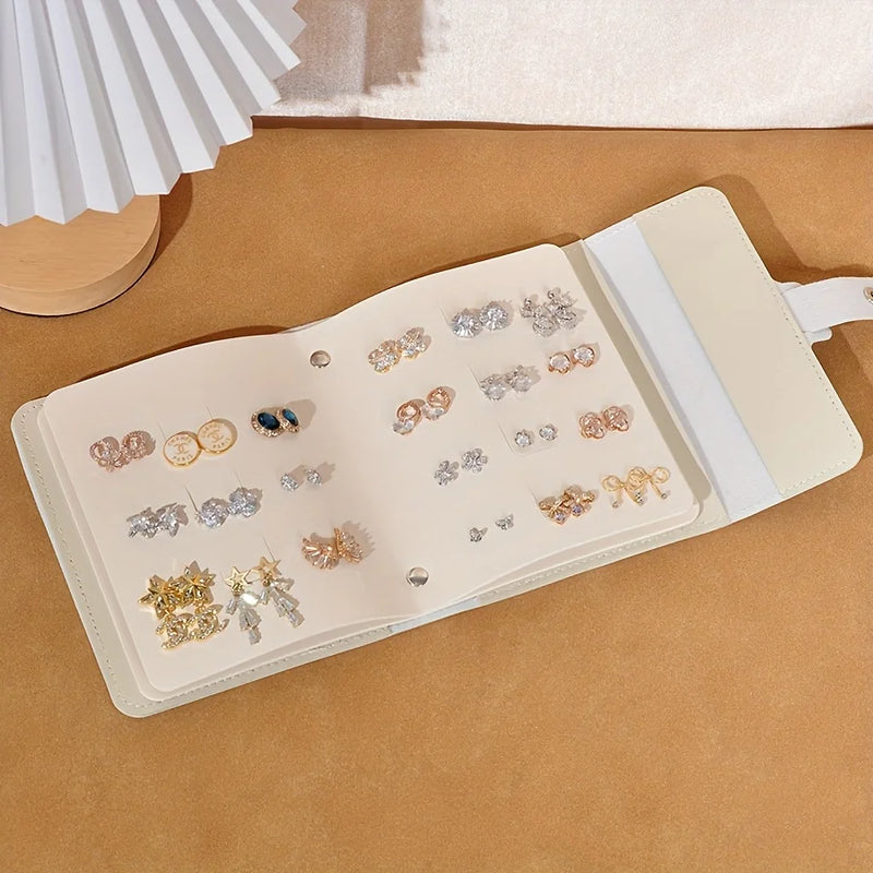 1pc Multifunctional Large Capacity Display Earring Necklace Storage Box,Portable,Suitable for Studs,Hoops and Pendant Earrings