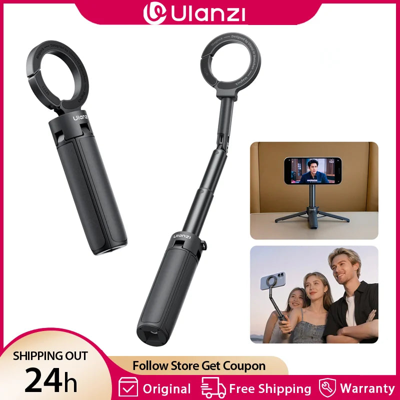 Ulanzi MT71 2 In1 ម៉ាញេទិក Mini Selfie Stick ជើងទម្រសម្រាប់ទូរស័ព្ទ iPhone 17 16 15 Pro Max Android អាចលៃតម្រូវបាន 180° សម្រាប់ Vlog