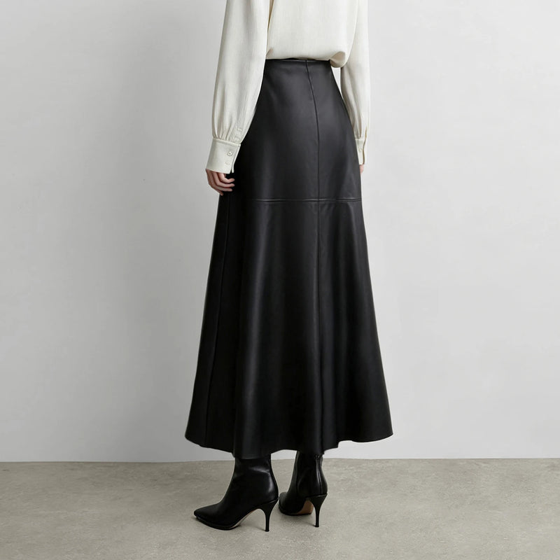 Amii Women's Elegant Long Mermaid Skirt Business Casual Faux Leather Straight Pencil Skirt Office Winter 2026 Fashion 12654001
