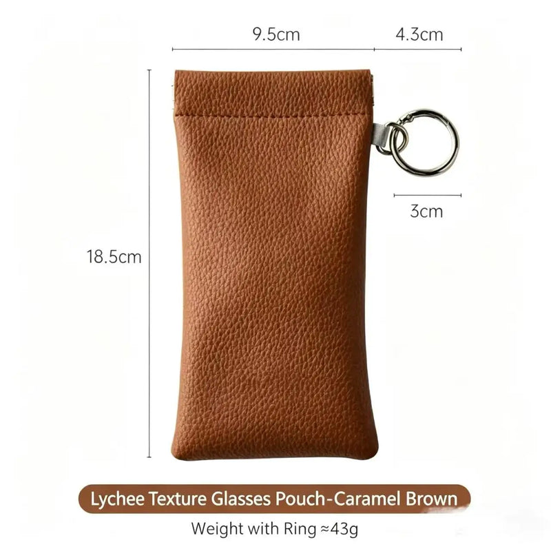 Self-Closing Soft Leather Glasses Case, Large-Capacity Glasses Storage Bag, Sunglasses Storage Bag, Long Wallet Glasses Bag