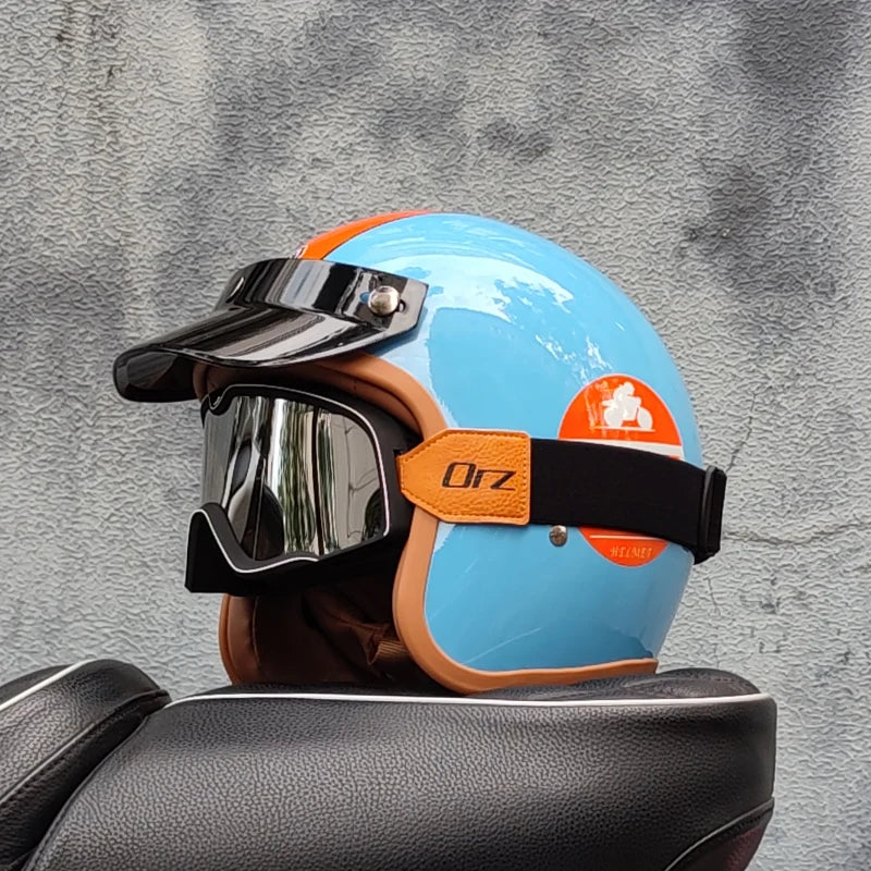 3/4 open face Three-quarters retro helmet motorcycle for men and women winter warm cruise American half helmet DOT Approved