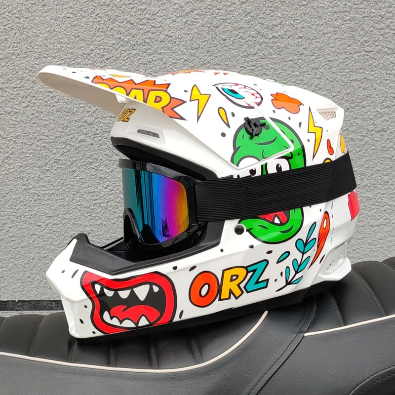 DOT approves ORZmotorcycle helmet children off-road helmet bike downhill AM DH cross helmet capacete motocross casco capacitance