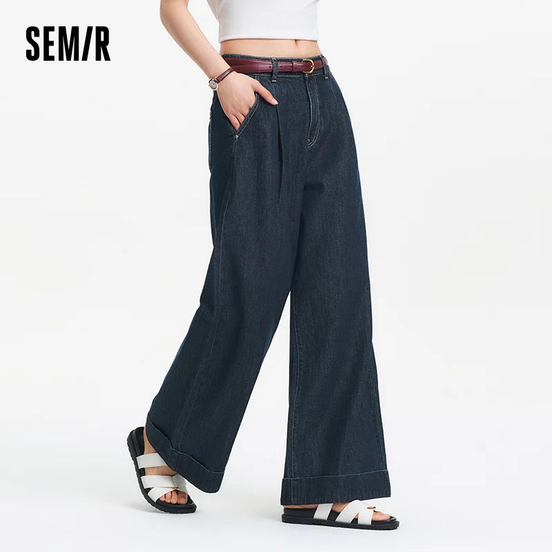 Semir Women Jeans Cotton 2026 Elastic Waist Loose Fit Wide Leg Urban Casual Everyday Style Soft Comfortable Daily Wear