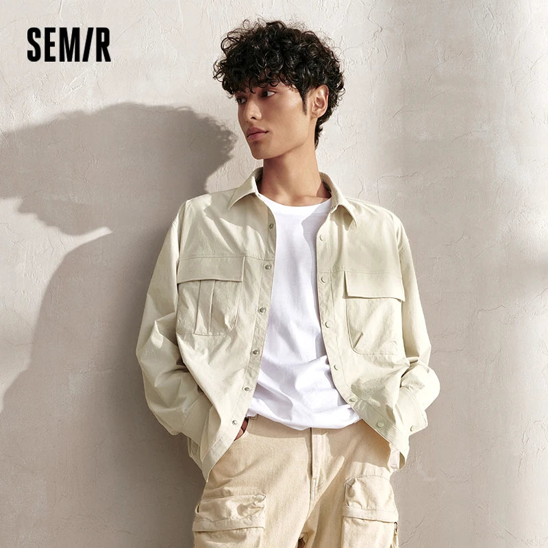 Semir Workwear Shirt Long Sleeve Plain Collar Loose Fit Unisex 2025 Autumn Casual Fashion Comfortable Stylish Top