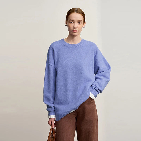 Amii Woman Minimalist Knit Pullover Versatile Casual O-Neck Loose Warm Basic Tops 2026 Winter New Sweater for Ladies 12554059