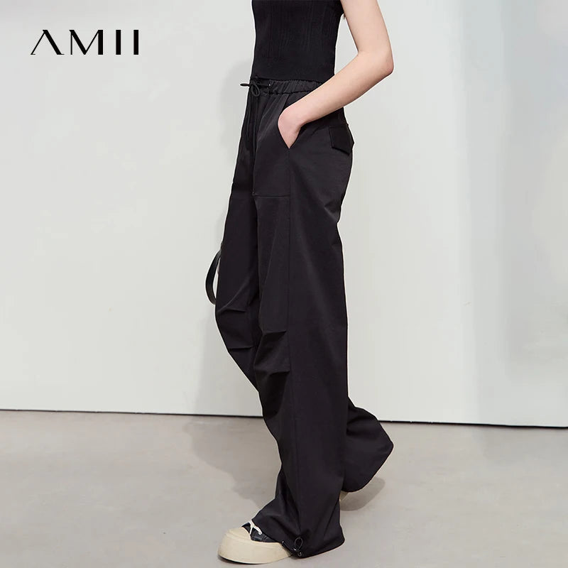 ខោ AMII សាមញ្ញសម្រាប់ស្ត្រី រដូវស្លឹកឈើជ្រុះ ឆ្នាំ២០២៦ ខោប៉ោងរឹងសម្រាប់ក្រៅផ្ទះ ខោជើងវែងសម្រាប់ឡើងភ្នំ ខោសម្រាប់បោះតង់ ខោជើងធំ 12542012