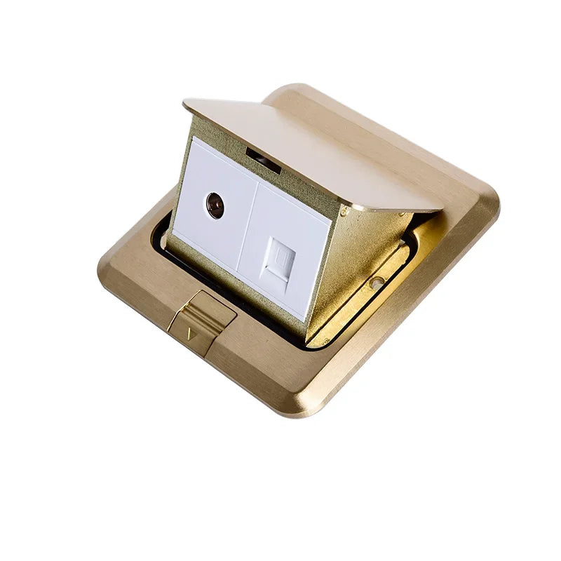 All copper and gold slow pop-up floor socket 16A Russian and Spanish international universal power socket, desktop socket