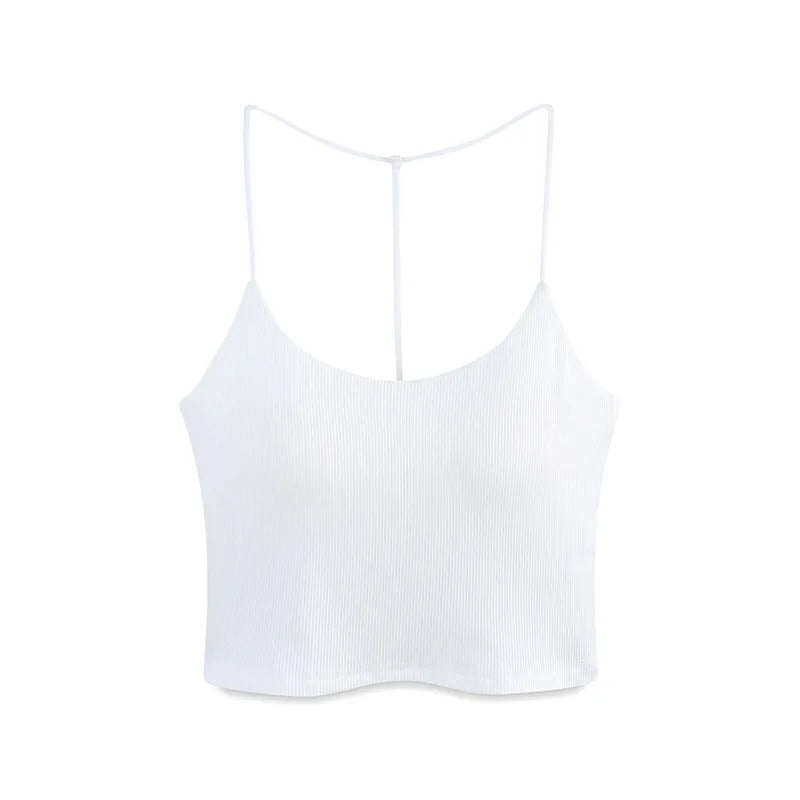 One Piece Beautiful Back Underwear Chest Pad Umbilical Sling Vest Women's Sleepwear Base Shirt Modal Female Pajamas Tops