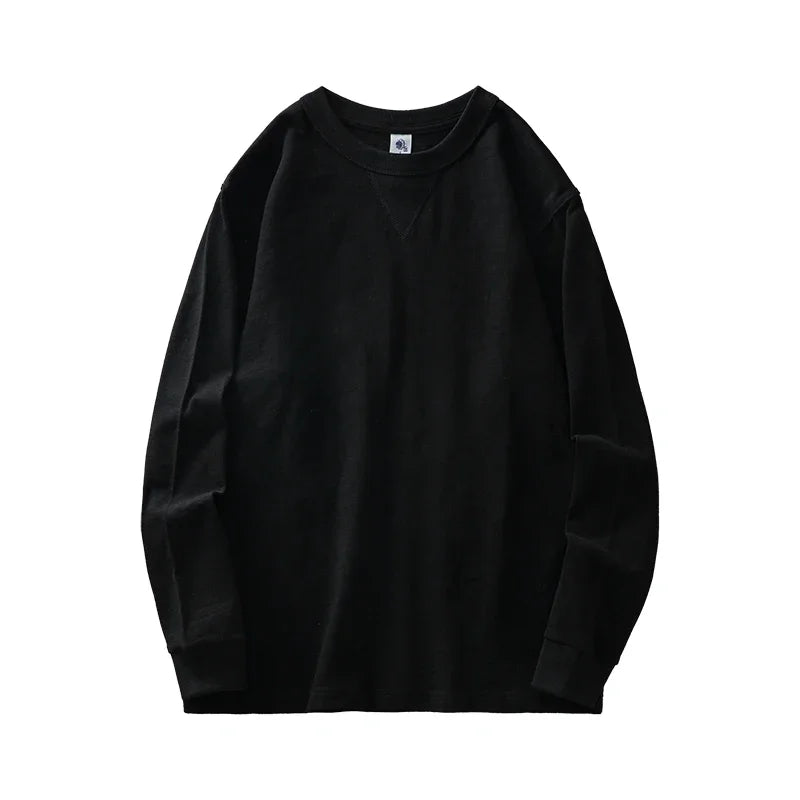 DUKEEN 320Gsm Pure Cotton Men Long-Sleeve T Shirts Spring and Autumn Heavyweight Casual Oversize Tops Solid Color Men's Clothing