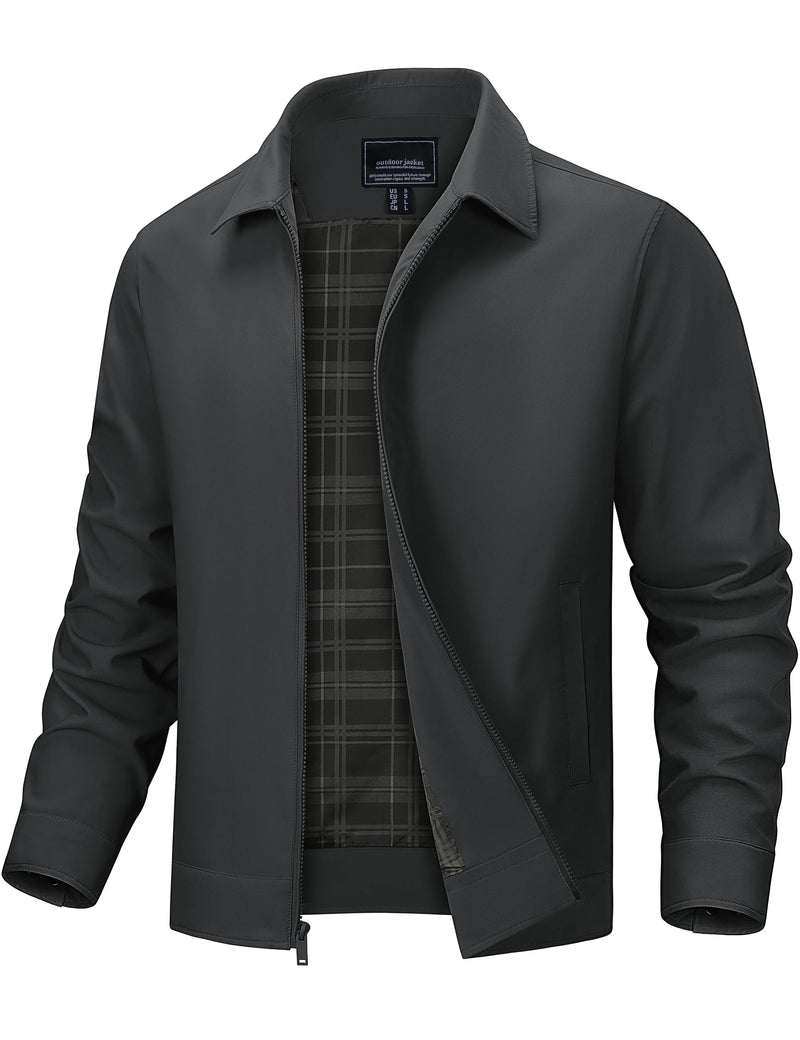 TACVASEN 2026 Men's Lightweight Jacket Water-repellent Windbreaker for Fall Winter Solid Color Fashion Patchwork Lining Overcoat