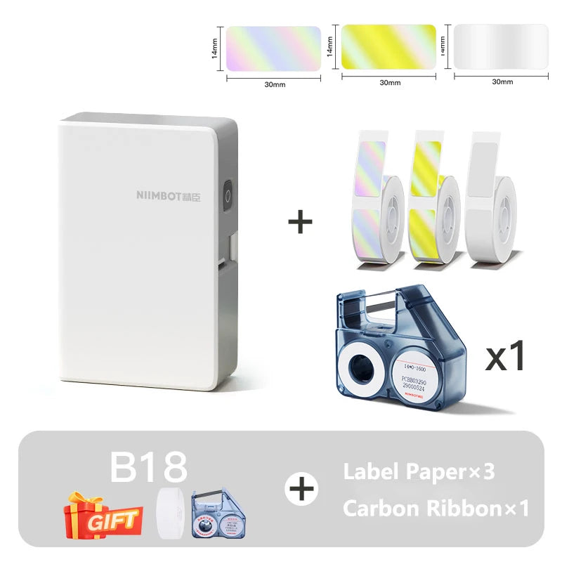 NIIMBOT N1/B18 Mini Portable Label Printer Thermal Transfer Pocket Label Maker With Long Life Ribbon And PET Stickers Gift