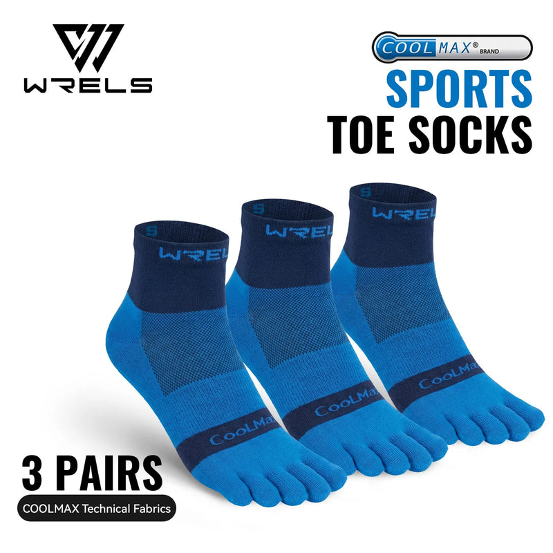 WRELS 1/2/3pairs COOLMAX Five Finger Socks Athletic Running Breathable Compression Comfortable Hiking Toe Socks for Men Women