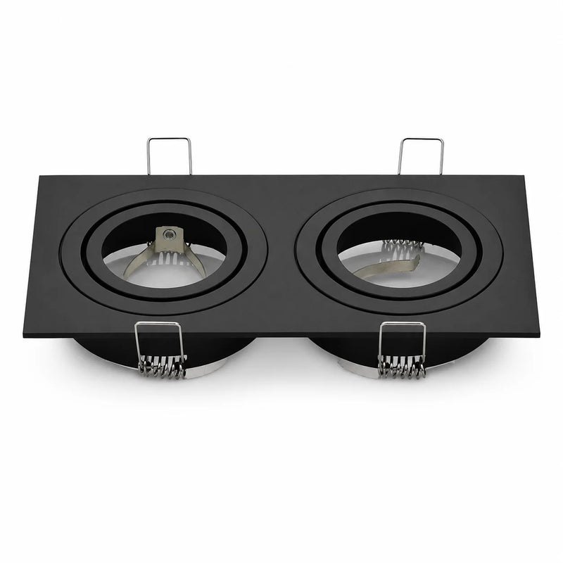 JOYINLED 1/10PCS Black White Double Head Recessed Spotlight Frame Square LED Ceiling Downlight Trim Fixture GU10 MR16 Housing