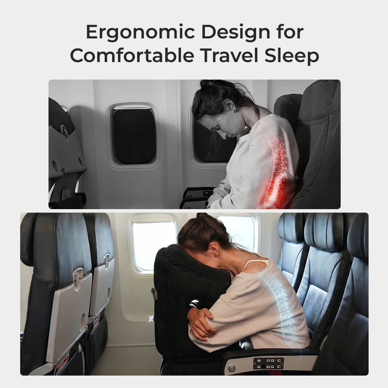 FLEXTAIL X VOLLYC Inflatable Travel Pillow with 700mAh Rechargeable Air Pump, Compact Portable Nap Pillow for Car,Train & Office