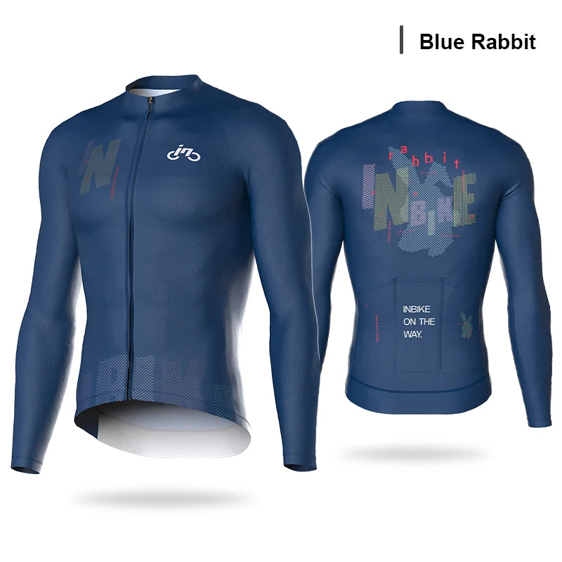 INBIKE MTB Bike Jersey Long Sleeve for Men Biking Clothing Bicycle Men's Cycling Shirts Road Mountain Full Zipper with 3 Pockets