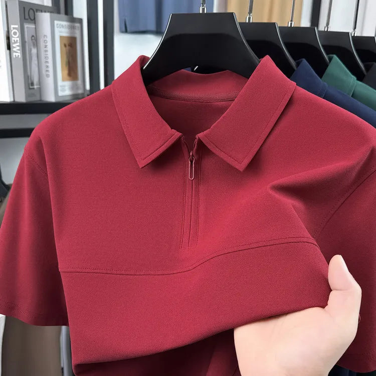 Men's Half-Zip Polo Shirt – Premium Summer Casual Business Style, Soft Cotton Blend, Wrinkle-Resistant, Classic Colors
