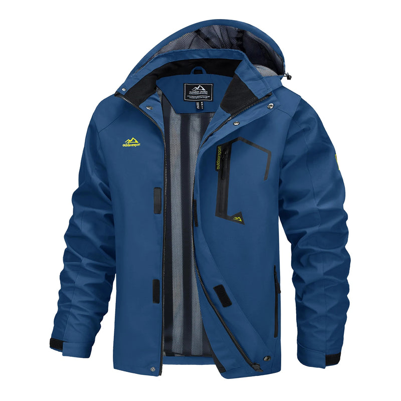 TACVASEN 2025 Lightweight Waterproof Rain Jacket Mens Mesh Lined Outdoor Windbreaker Fishing Hiking Jacket with Detachable Hood